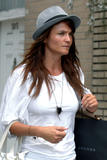 Helena Christensen - Mini-Skirt Sighting in the West Village in NYC